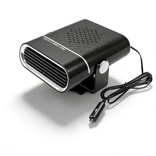 nuluxi Riscaldamento per auto, 2 in 1, termoventilatore per auto, 12 V, 200 W, girevole a 360°, scongelatore per auto, riscaldamento rapido per parabrezza, riscaldamento rapido (nero)