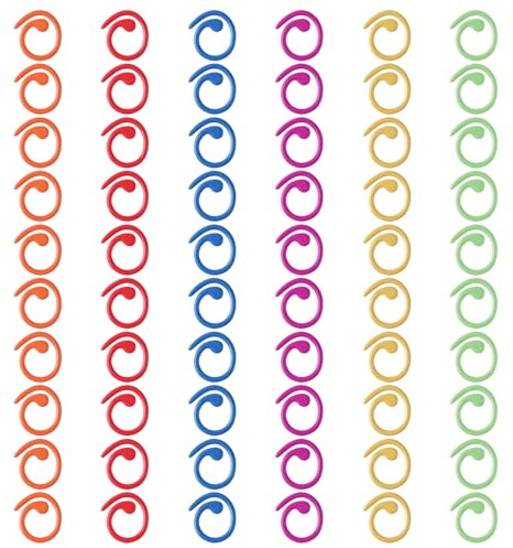 60Pcs Stitch Markers for Knitting Stitch Marker Rings Metal Stitch-Markers Crochet Helical-Shaped Crochet Marker Ring for Knitting Crocheting Clothing DIY Craft Sewing