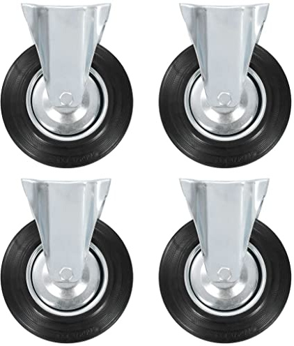 Augerlite rullhjul 4 st. 200 mm gummi och järn med zinkbeläggning för verkstad och industri, kan belastas upp till 180 kg, lämplig för transportbilar, plattformar, lager och drift