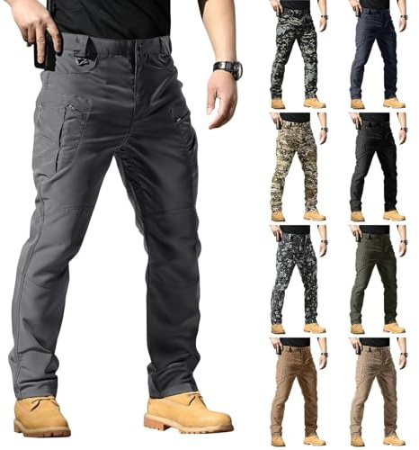 Générique Pantalon de Travail Homme, Pantalon Cargo Homme Tactique Militaire Multi Poches Stretch Imperméable pour Outdoor Randonnée Chasse