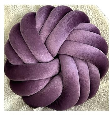 Knotkudde, Handvävd Knotted Velvet Tre-trådig rund kudde Multicolor(Purple)