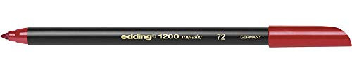 edding 1 200 metalliska fiberpennor – röd metallic – 1 penna – rund spets 1–3 mm – för målning, skrivning och ritning med glänsande metallisk effekt – för gästböcker, gratulationskort, fotoalbum, klippbok