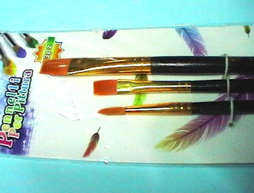 Set 3 Pennelli per Pittura particolarmente Indicati con Colori ad ACQUARELLO, OLIO e ACRILICO composti da 1 Tondo e 2 Piatti (dal piccolo al grande)