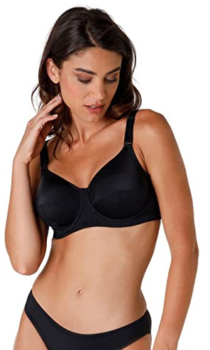Lovable Reggiseno con Ferretto in Micro con Sottocoppa in Cotone, Non Imbottito, Sostegno e Comfort, Taglie Forti, Art. 4120, Shaping Donna, Nero, 36 / 4D