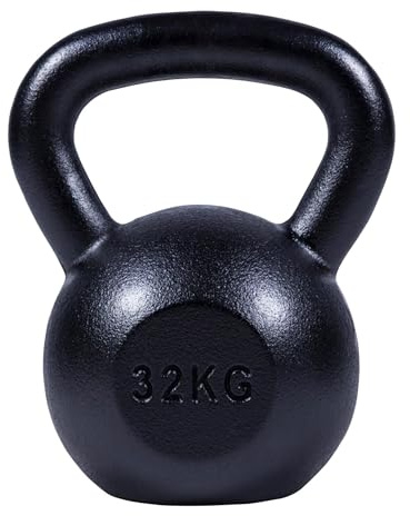 GORILLA SPORTS® Kettlebell - 2 till 32 kg vikter, individuellt/set, gjutjärn, golvvänlig, silver eller svart - kettlebell, swing hantel, bollvikt, rund vikt, styrketräning