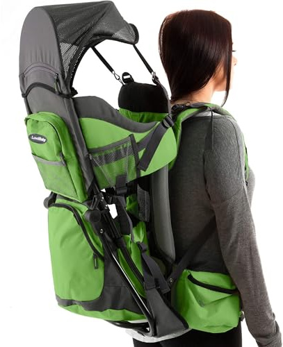 Hiking Baby Carrier Backpack - Comfortable Toddler/Baby Backpack Carrier System with Diaper Change Pad, Insulated Pocket + Rain and Sun Hood to Protect Your Child