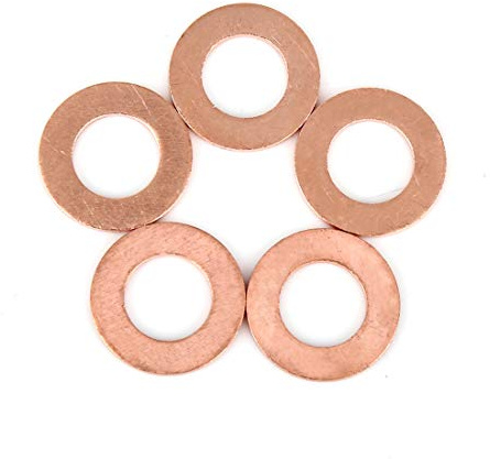 X AUTOHAUX 5pcs Cuivre Rondelle Plat Joint étanchéité Anneau pour Voiture 12 x 22 x 1.5mm