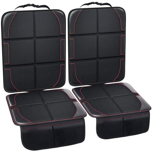 Frasheng 2Piezas Protector Asiento Coche,Protectores de Asiento para Coche Impermeable,Protector Seguro para Asiento Infantil,Protector Coches Asientos,Tamaño Universal con Organizador Bolsillos,Negro