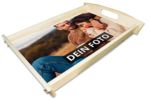 PhotoFancy® - Servier Tablett aus Holz personalisiert - Tablett selbst gestalten und mit eigenem Foto Bedrucken