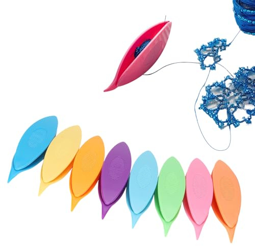 Tissting Navettes de Frivolité 9 Pièces Navettes de Frivolité en Plastique Outil D'artisanat Aiguilles à Perles Accessoires de Crochet Ensemble de Fils de Tissage Outils de Couture
