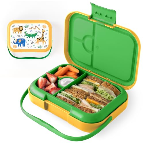 BOZ Bento & Box for Kids - Leak Proof 4 Compartments Lunch Container – Dishwasher Safe Toddler Box