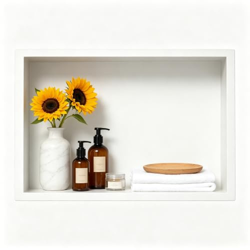 Bernkot Estante de ducha de acero inoxidable 304 45 cm × 30 cm × 10 cm - Blanco - Para almacenamiento del baño - Sin necesidad de azulejos - Ducha empotrada - Montaje en superficie