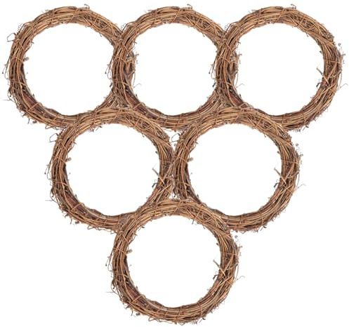 6 Pcs Grapevine Wreath 6 inch - DIY Crafts Natural Grapevine Twig Vines, Vines Garland Wreaths for Wedding House Holiday Door Vase Wall Decor