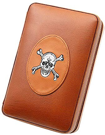 MRKU Humidor per sigari, Humidor in Pelle, Custodia per sigari da Viaggio, Scatola per sigari Portatile con umidificatore, Pelle di Mucca e Finitura Classica in Legno di Cedro