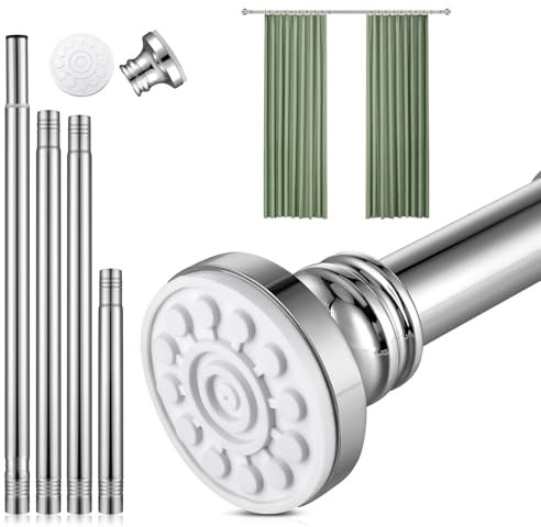Barra de tensión extensible para cortina de ducha, de acero inoxidable, telescópica, de gasa, sin perforaciones, riel ajustable para baño, cocina, puerta de armario, 47-160 cm