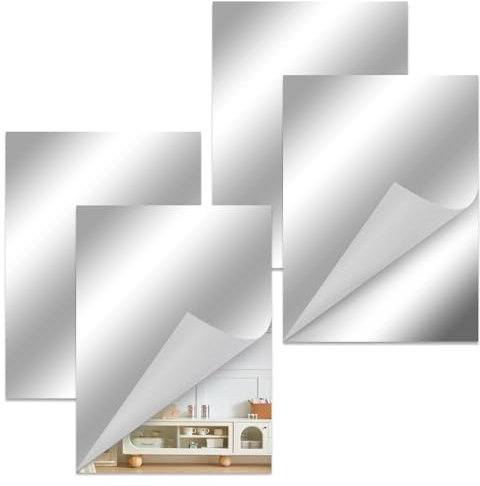 uinnossvc A4 groß Klebespiegel Spiegel Kein Glasspiegel Spiegelfliesen,Spiegel zum Aufkleben Kleben 29x21cm, Wandspiegel Acryl 1mm Dicke, Selbstklebende Spiegels für Badezimmer Wohnzimmer Schlafzimmer