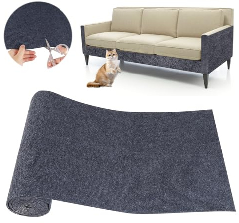 Alfombra Rascador para Gatos: Protector Sofa Gatos Arañazo DIY Recortable Rascador Sofa Gato - Autoadhesivo Protector Ideal para Pared, Esquina y Sofá, 40×200cm (Gris Oscuro, 40×200cm)