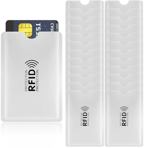 COYUN 24 Pcs Fundas Protectoras RFID para Tarjetas de Crédito y Pasaportes, Bloqueo Efectivo de Señales, RFID de Blocker Bloqueo Tarjeta de Protección, Protectores de Tarjetas de Crédito(Plata)