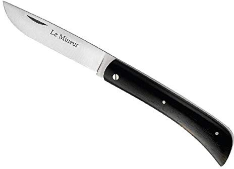 Régionaux 1826 Couteau Le Mineur, lame acier inox 12C27, plein manche 10 cm ébène.
