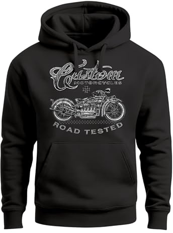 Neverless Hoodie Herren Motorrad Biker Kapuzenpullover Männer Schwarz XXL