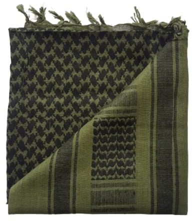 MILSPEC SURPLUS Original Military Premium Quality 100% Woven Cotton Shemagh Headscarf Keffiyeh Sas Sniper Veil Wrap Unisex (Olive/Black)