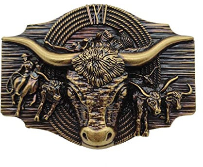 Xwest Cowboy Western Gürtelschnallen Longhorn Texas Bull Buckles, Messing