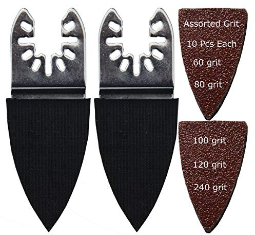 XXGO 52 Pcs Finger Oscillating Multi Tool Sanding Pads Kits | Hook on Both Sides , For Wood Sanding in Tight Area