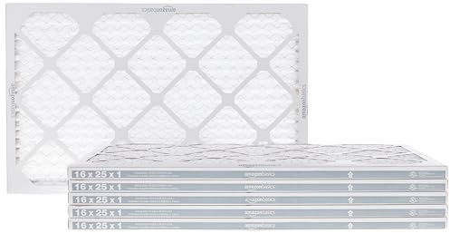 Amazon Basics 16x25x1 Air Filter 6-Pack, MERV 11 Electrostatic AC Furnace Filters for Allergies, Captures Dust and Pollen (Actual Size: 15.75 x 24.75 x 0.75)