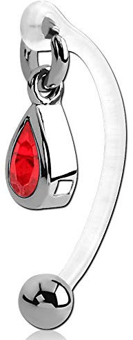 viva-adorno Intimpiercing KVV Christina Bioflex Piercing Banane Kristall Tropfen Anhänger Bauchnabelpiercing Z550, rot