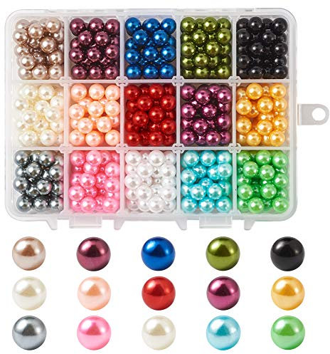 Craftdady Sachet de 495 perles synthétiques rondes en acrylique satinées sans trou Pour remplissage de vase, décoration de table, mariage, fête et décoration de la maison 15 couleurs 8 mm