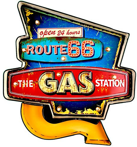 DiiliHiiri Cartello Luminoso retrò Decorazione per la Casa Vintage Insegna in Metallo con Luci a LED Accessori Artigianali Stile Anni '50