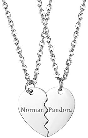 JewelryWe Smycken, 2 vänskapskedjor, av rostfritt stål, halsband med hjärt-/partnerhänge halsband med gravyr ”Love You” och livsträd, parhänge med kedja för kvinnor och män, anpassbara, Rostfritt stål