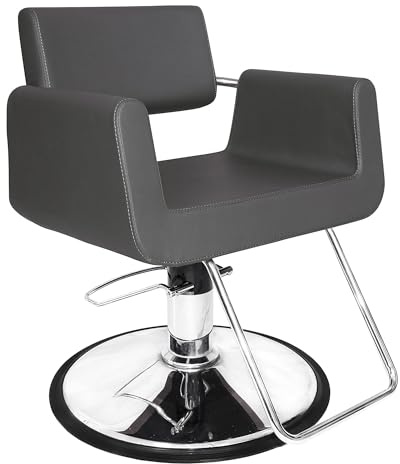 Chromium 'Brooklyn' Professional Styling Chair [2106] by PureSana, Rotates 360 Degrees, Premium Vinyl Seat, High Density Foam Cushions, Durable Steel Construction. (Gray)