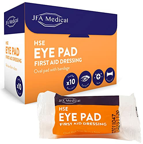 JFA Medical HSE Eye Pad First Aid Bandage Dressing - Pack of 10 Bandages