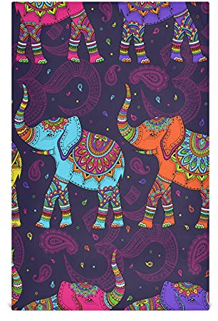 xigua Uppsättning av 6 kökshanddukar – indisk vintage retro elefant neonfärger kökshandduk – hållbar och superabsorberande diskdukar – snygg design diskduk och handdukar 71 x 45 cm