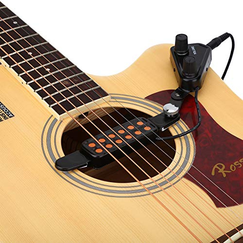 Sxhlseller Pastilla magnética con 12 Orificios de Sonido, Pastilla magnética con protección de cojín, cómodo transductor de Guitarra práctico Adecuado para Guitarra acústica
