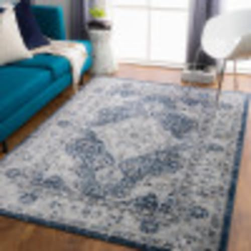 Livabliss Vienna Vintage groß - Orientalischer Wohnzimmer 160x220 cm, Esszimmer, Schlafzimmer - Boho Kurzflor e für einfache Pflege - Grau und Blau