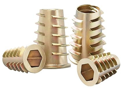 Qrity 20 Piezas Inserto Roscado Hexagonal Aleación de Zinc Tuerca, M6 x 20mm Uercas Hexagonales Atornillables Fijación, Tuerca de Inserción Roscada