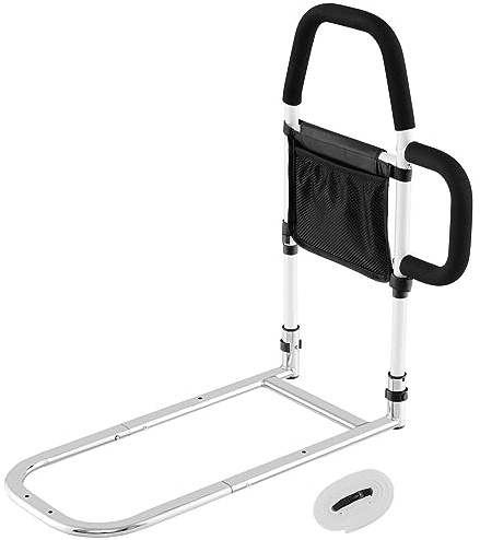 GOPLUS Barrière de Lit pour Adultes, Barre de Sécurité avec Double Main Courante Sangle de Fixation, Barrière Anti-Chute pour Personnes Âgées, Handicapées, Enceintes (61 x 40 x 64 cm)