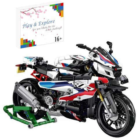 Technic Set di Costruzioni per Motociclette per BMW M 1000 RR, 912 PCS Technic Modellino di Motociclette, Technic Modello di Moto da Corsa, Moc Super Moto Kit di Costruzione Compatibile con Lego