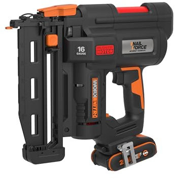 WORX WX841 Nitro – Clavadora eléctrica inalámbrica 20 V – 2 Ah – Tire hasta 80 clavos por minuto – Hasta 64 mm en la madera – Desbloqueo sin herramientas – (incluye batería y cargador| 200 clavos