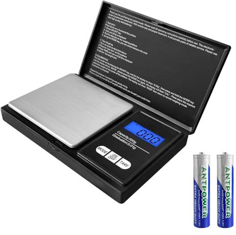 Taschenwaage 500g/0,01g,500 x 0.01g Digitale Taschenwaage,Präzisions Mini Küchenwaage, Digitalwaage Feinwaage Goldwaage Münzwaage, Multifunktion für Küche, Schmuck, Kräuter, Tee, Hefe, Kaffee