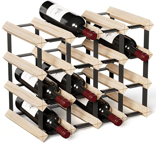Urban Deco Weinregal Holz für 16 Flaschen, Stabiles Flaschenregal für Schrank, 41.4 x 22 x 32 cm, Weinregal Klein für Keller, Montage Erforderlich