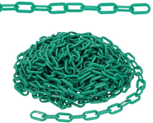PATIKIL 50ft Plastic Chain Safety Barrier, Safety Chain Links Crowd Control Barrier for Fence Gate Garden Construction Driveway Elevator Parking Lot Queue Line, Green