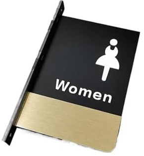 LCKKJHG Cartel WC Señal de Puerta de Doble Cara, señal de recordatorio de baño montada en el Lado, señalización de baño for Hombres y Mujeres, señalización de WC de Hotel(Double-sided-07)
