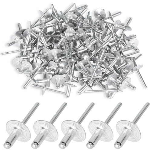 100 stycken blindnitar i aluminium med stort huvud, flänspopnitar 4,8 x 13 mm (16 mm huvud), silvernitar för motorfordon, möbler, mekanisk utrustning