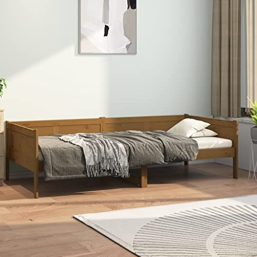 Nqyjm Cama de descanso Cama de día sin colchón Marrón Miel Madera pino macizo 90x190 cm, Marco de sofá cama Banqueta para invitados, dormitorio, salón Model 1