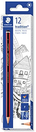 STAEDTLER 110-F VE Bleistift tradition (erhöhte Bruchfestigkeit, Sechskantform, hohe Qualität, 12 Bleistifte tradition im Kartonetui, Härtegrad F)
