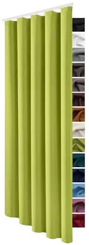 heimtexland ® Verdunklungsgardine Schlaufenschal Gardine Blickdicht mit Kräuselband Thermogardine Verdunklungsvorhang HxB 245x135 cm Grün Typ139