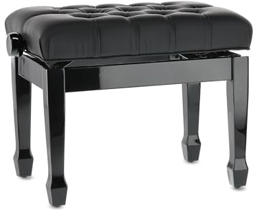 GEWA Pianobank Deluxe XL, schwarz hochglanz, Kunstlederbezug, extra dick gepolstert